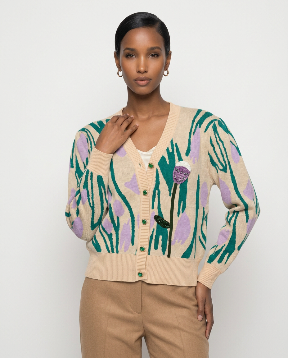 Artisan Meadow Intarsia Cardigan
