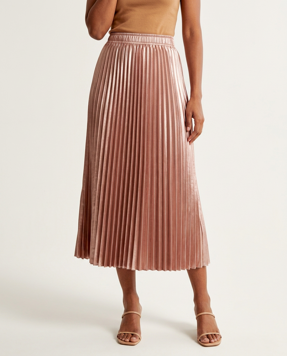 Rose Gold Sunray Pleated Skirt
