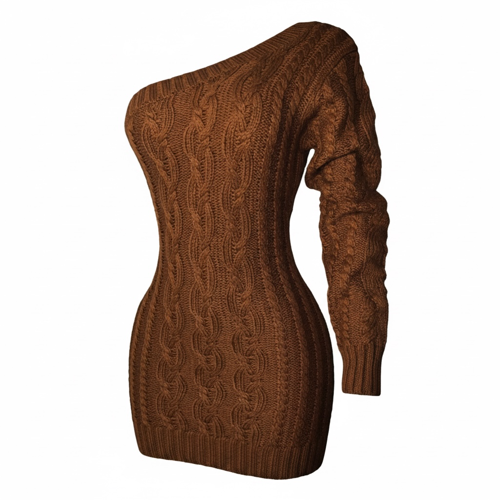 Asymmetrical One-shoulder Sweater Dress