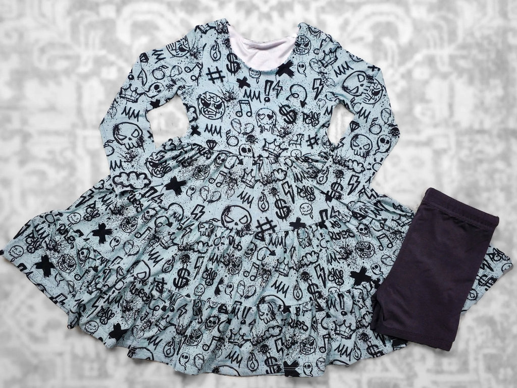 Long Sleeve Twirl Dress & Short Set