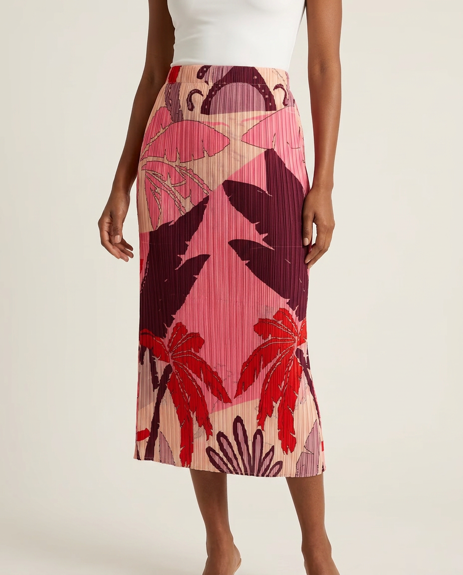 Oasis Sunset Pleated Midi Skirt