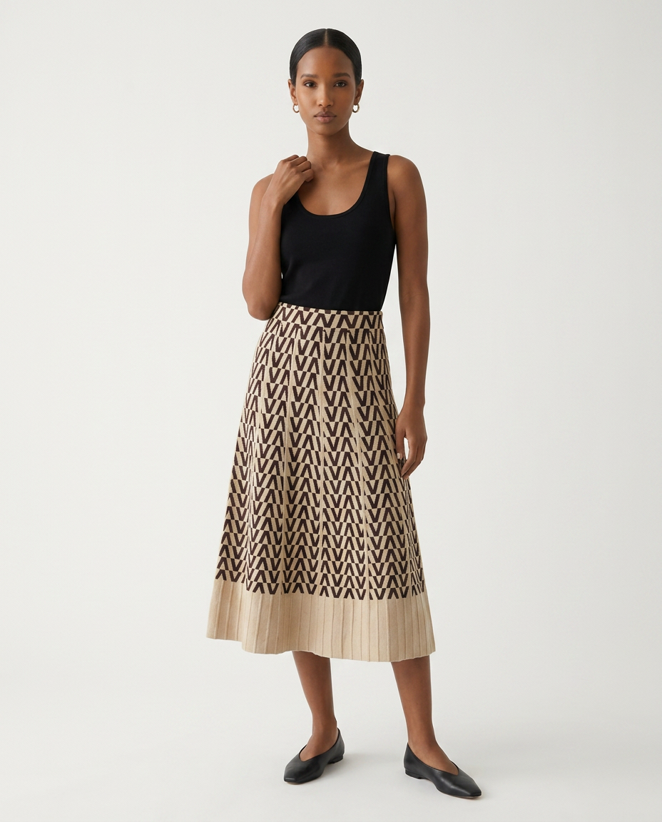 Aburi Geometric-Knit Skirt Set