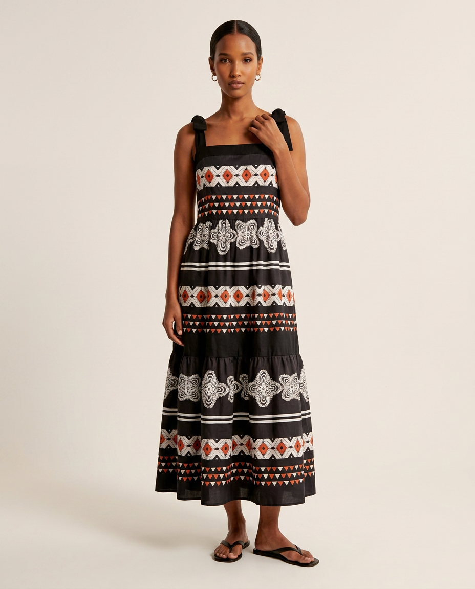 Amara Geometric-Print Maxi Dress