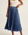 The Zenith Pleated Velvet Midi Skirt