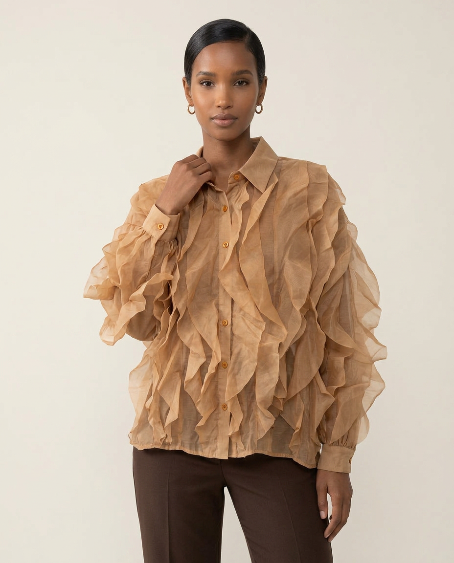 Amber Organza Cascade Blouse