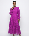 Fuchsia Floral Lace Maxi Dress