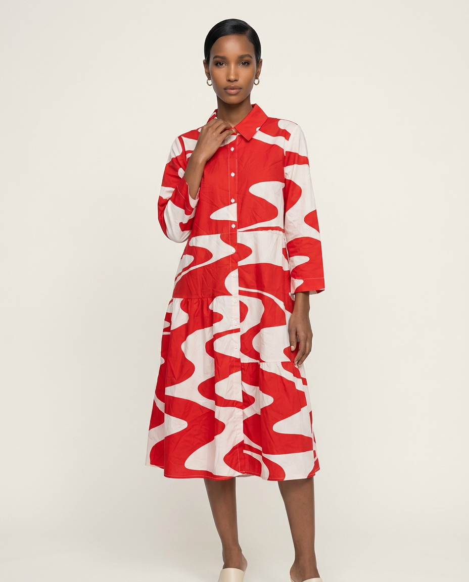 The Onda-Print Shirtdress