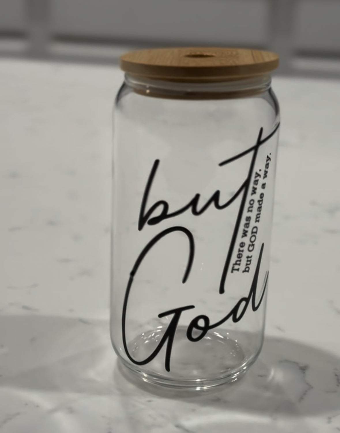 Glass Soda Can Cup with Glass Straw