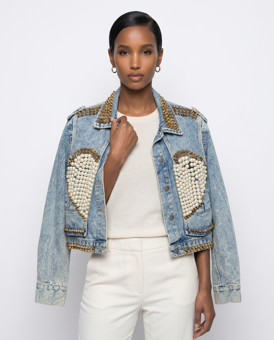 The Gilded Heart Studded Denim Jacket
