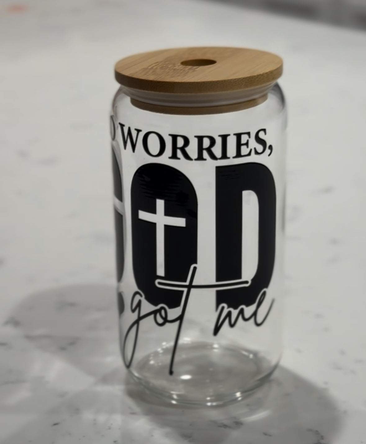Glass Soda Can Cup with Glass Straw