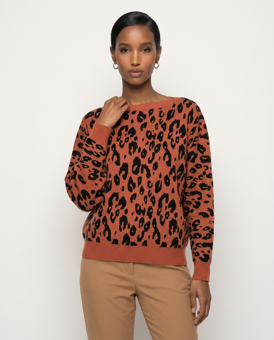 Amber Leopard Knit Pullover