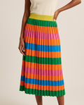 Colorblock Stripe Pleated Skirt