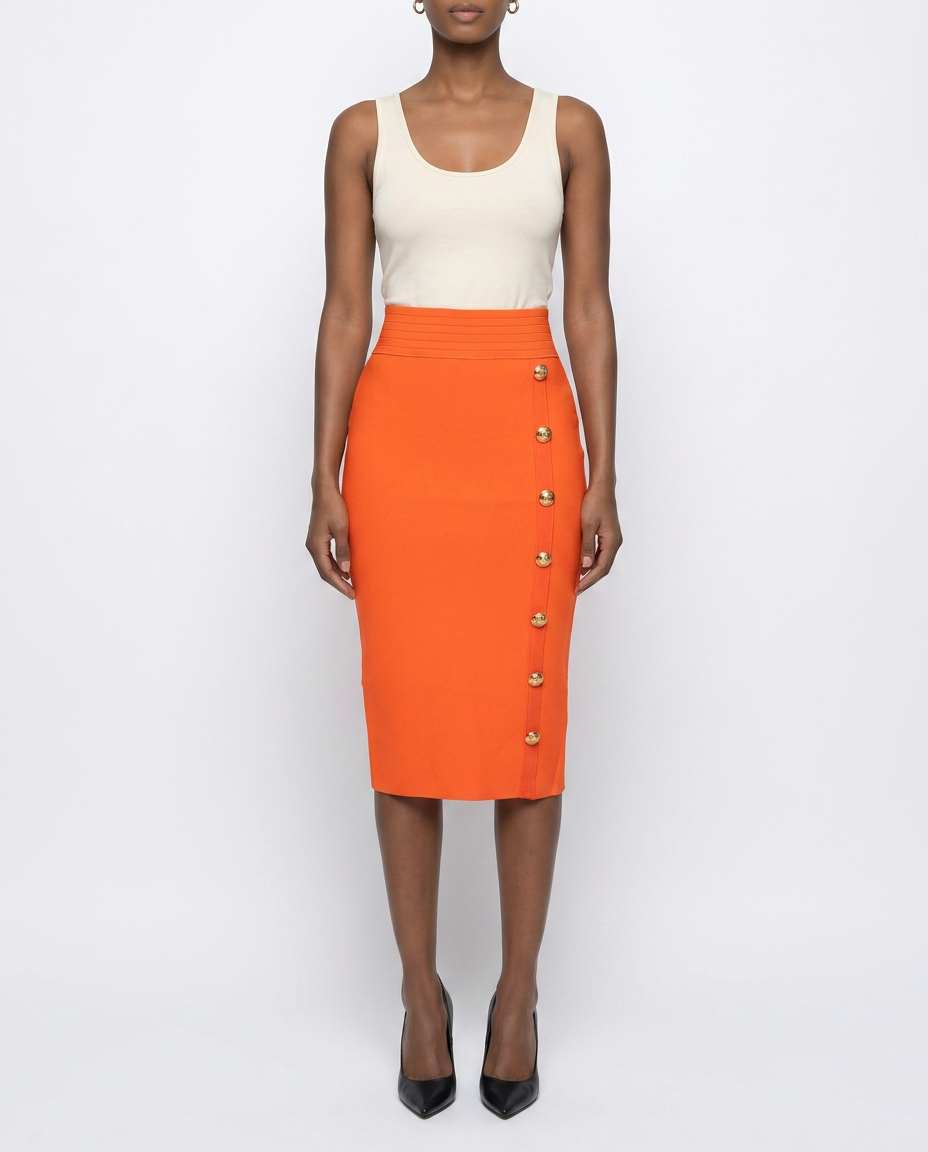 Marigold High-Waist Button Skirt