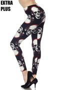 EXTRA PLUS SIZE RED HEADPHONE SKULL PRINTED Ankle Leggings
