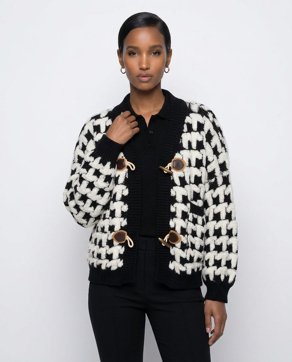 Graphic Knit Toggle Cardigan