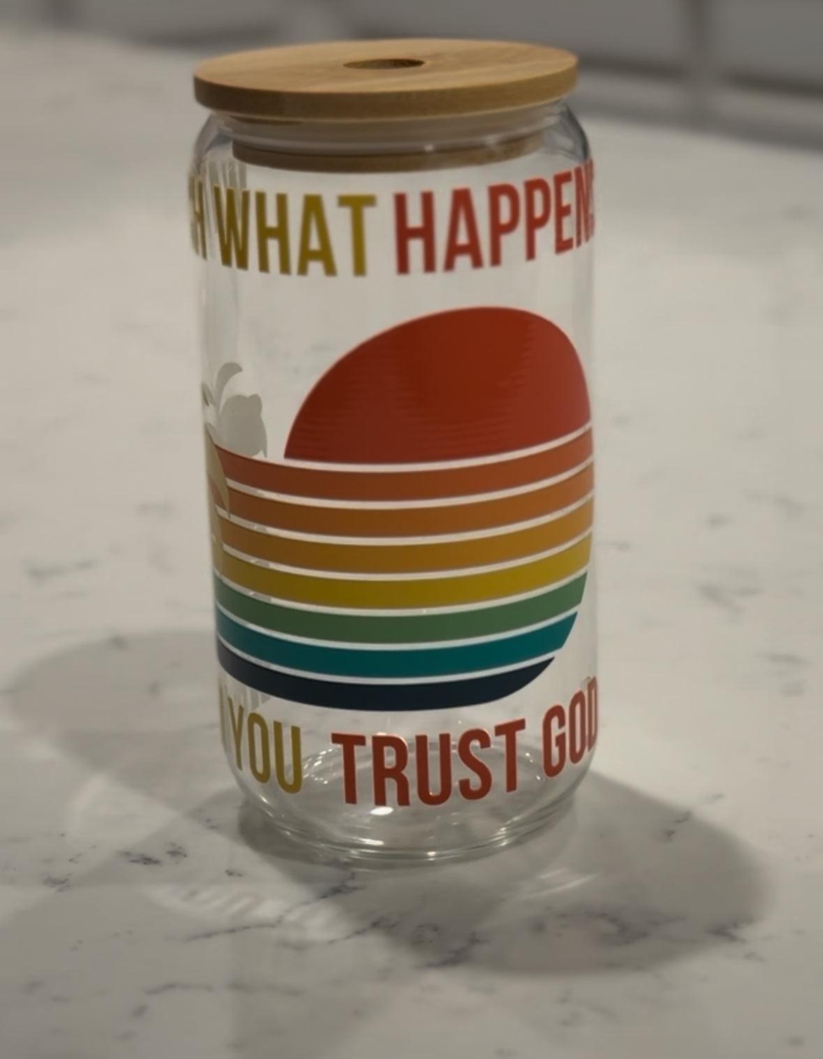 Glass Soda Can Cup with Glass Straw