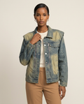 Acid-Wash Structured Denim Jacket