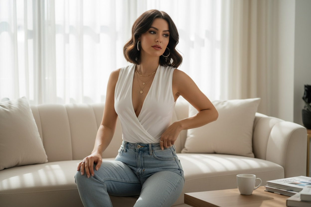 Deep V-Neck Bodysuit