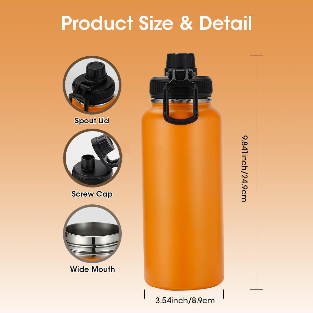 Tumbler 32oz  Insulated Stainless Steel Water Bottle with Leak-Proof Chug Lid