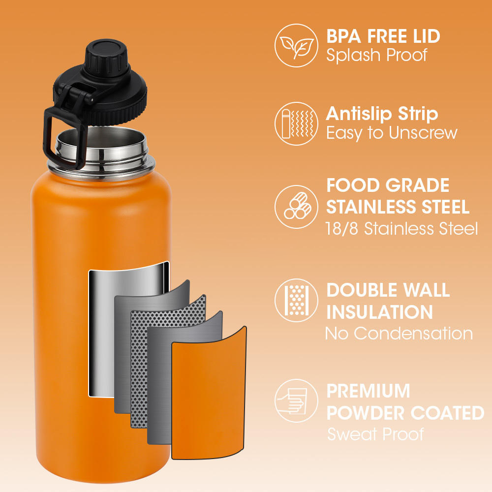 Tumbler 32oz  Insulated Stainless Steel Water Bottle with Leak-Proof Chug Lid