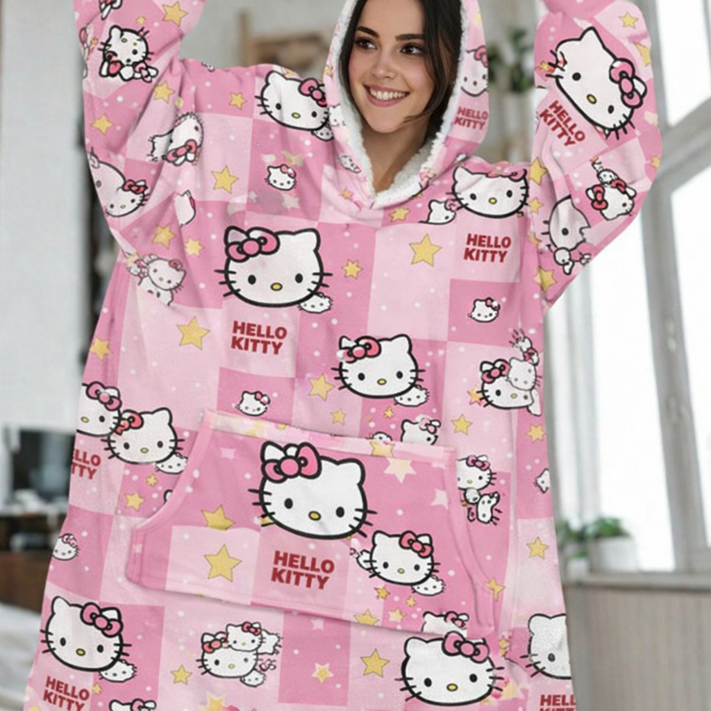 Hello Kitty Wearable Blanket Hoodie for Kids & Adults | OLM Toys