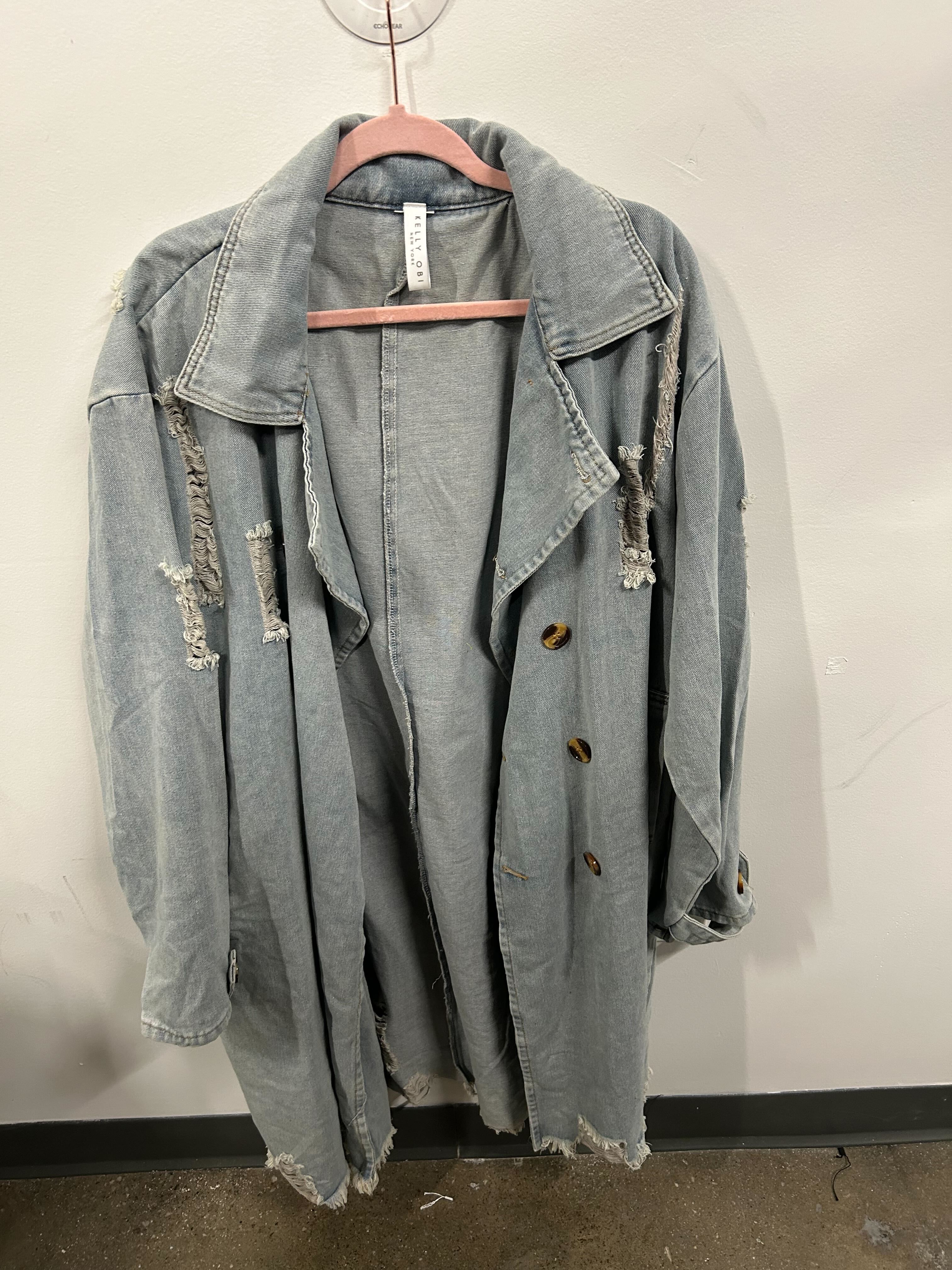 The Sawyer Distressed Denim Trench