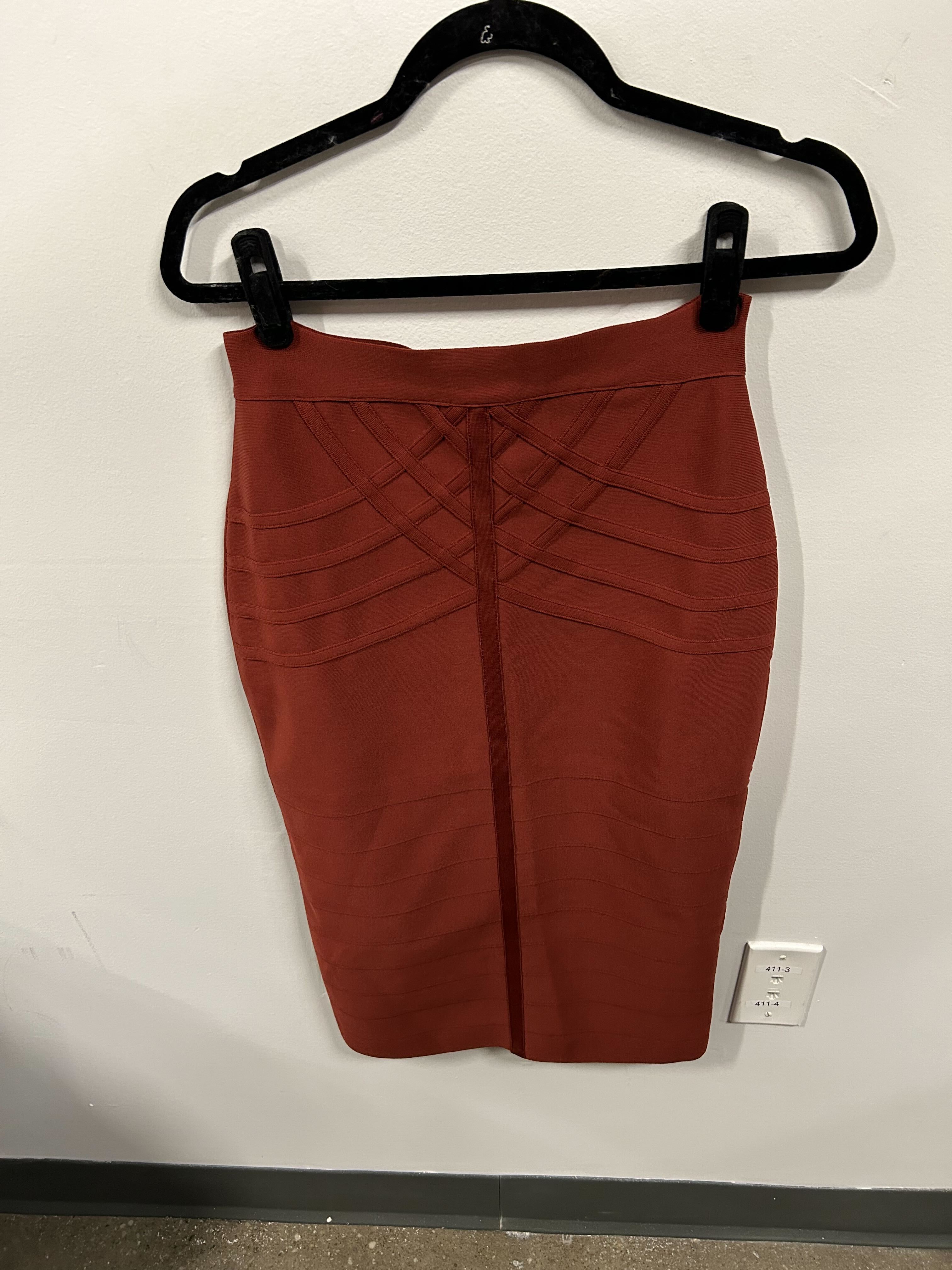 Terracotta Sculpted Pencil Skirt