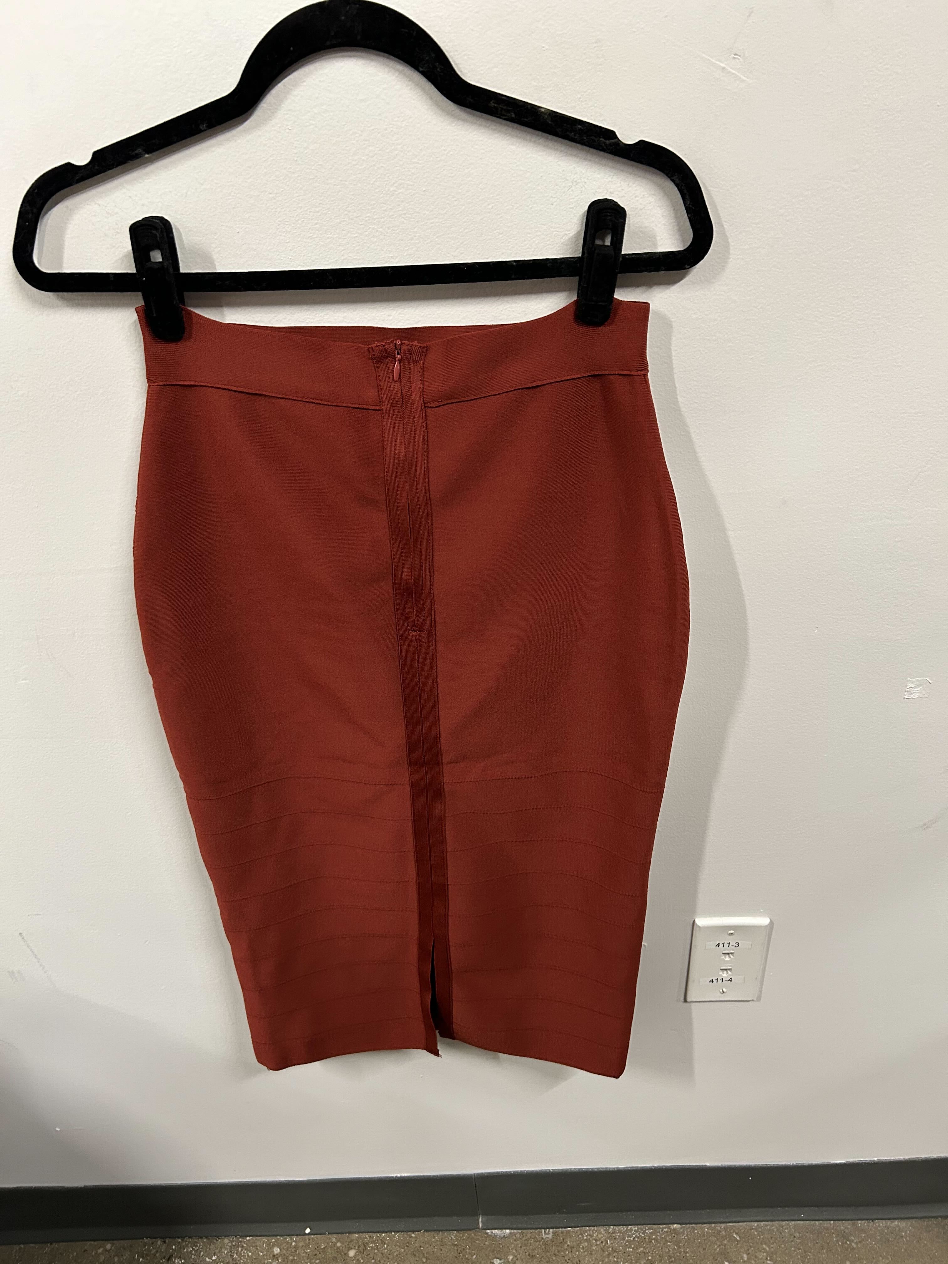 Terracotta Sculpted Pencil Skirt