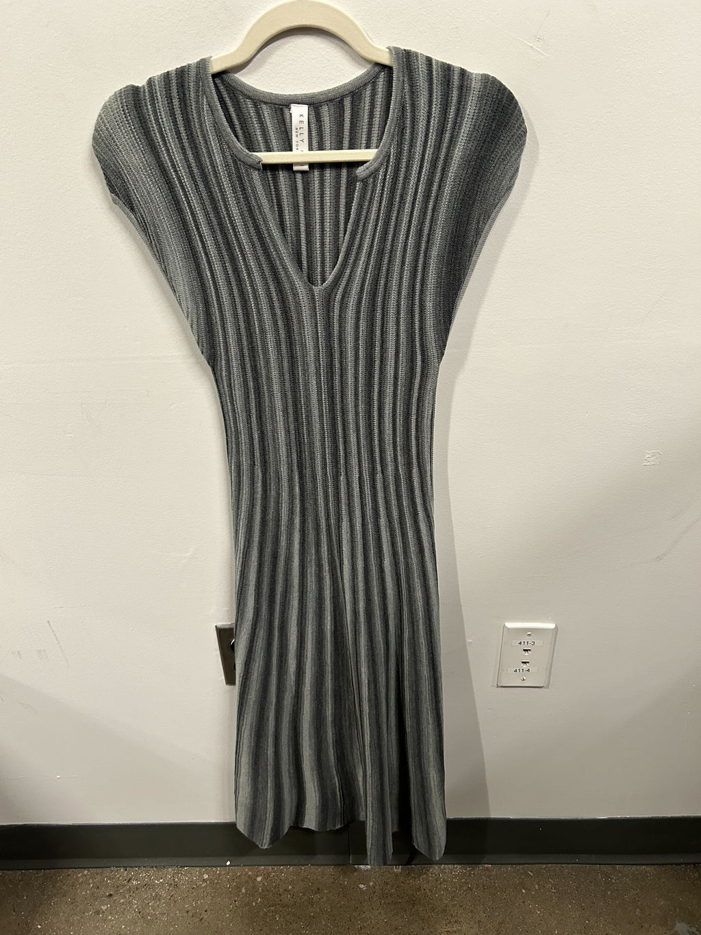 Variegated Stripe Rib-Knit Dress