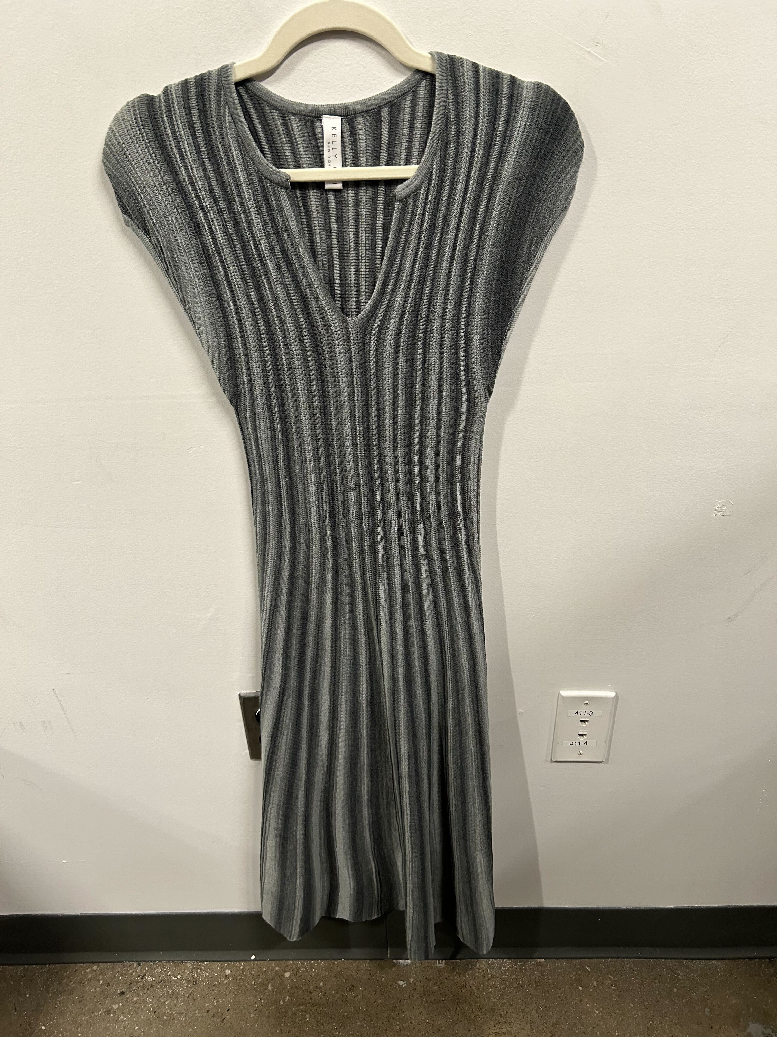 Variegated Stripe Rib-Knit Dress