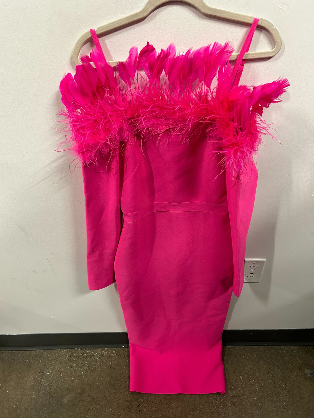 The Plume Fuchsia Column Gown