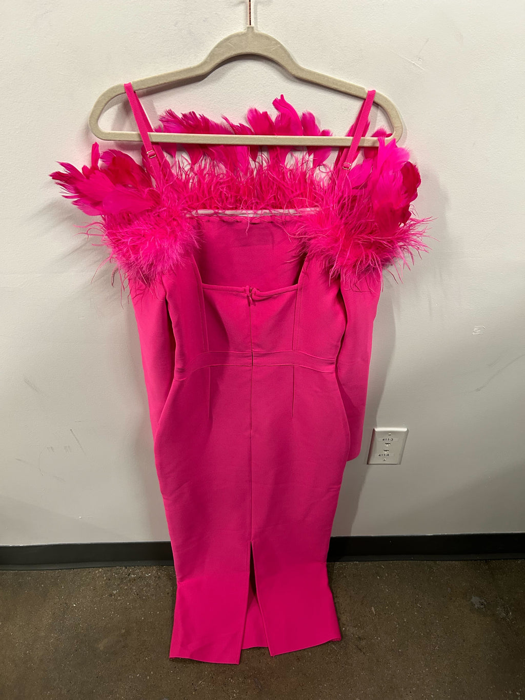 The Plume Fuchsia Column Gown