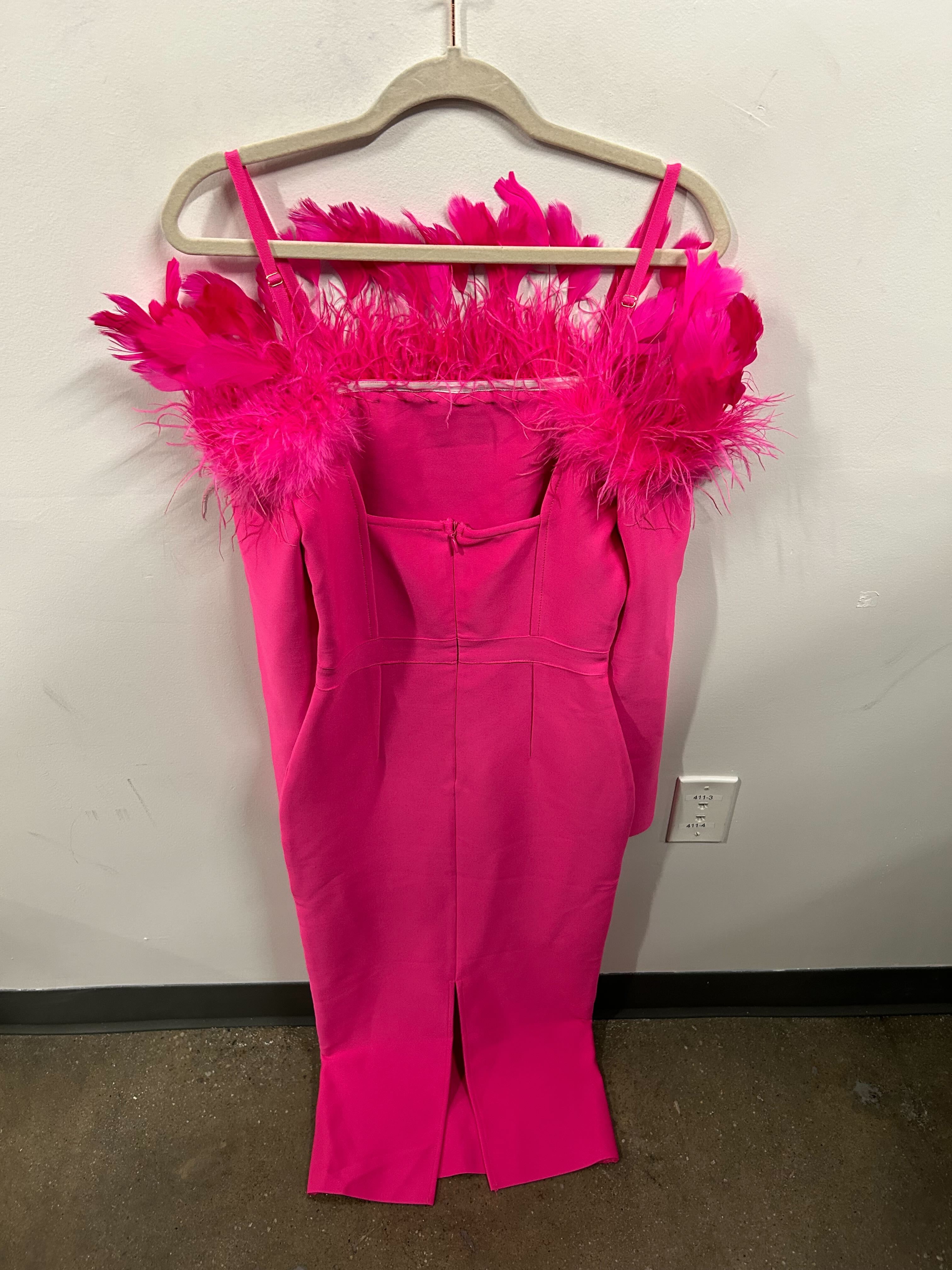 The Plume Fuchsia Column Gown