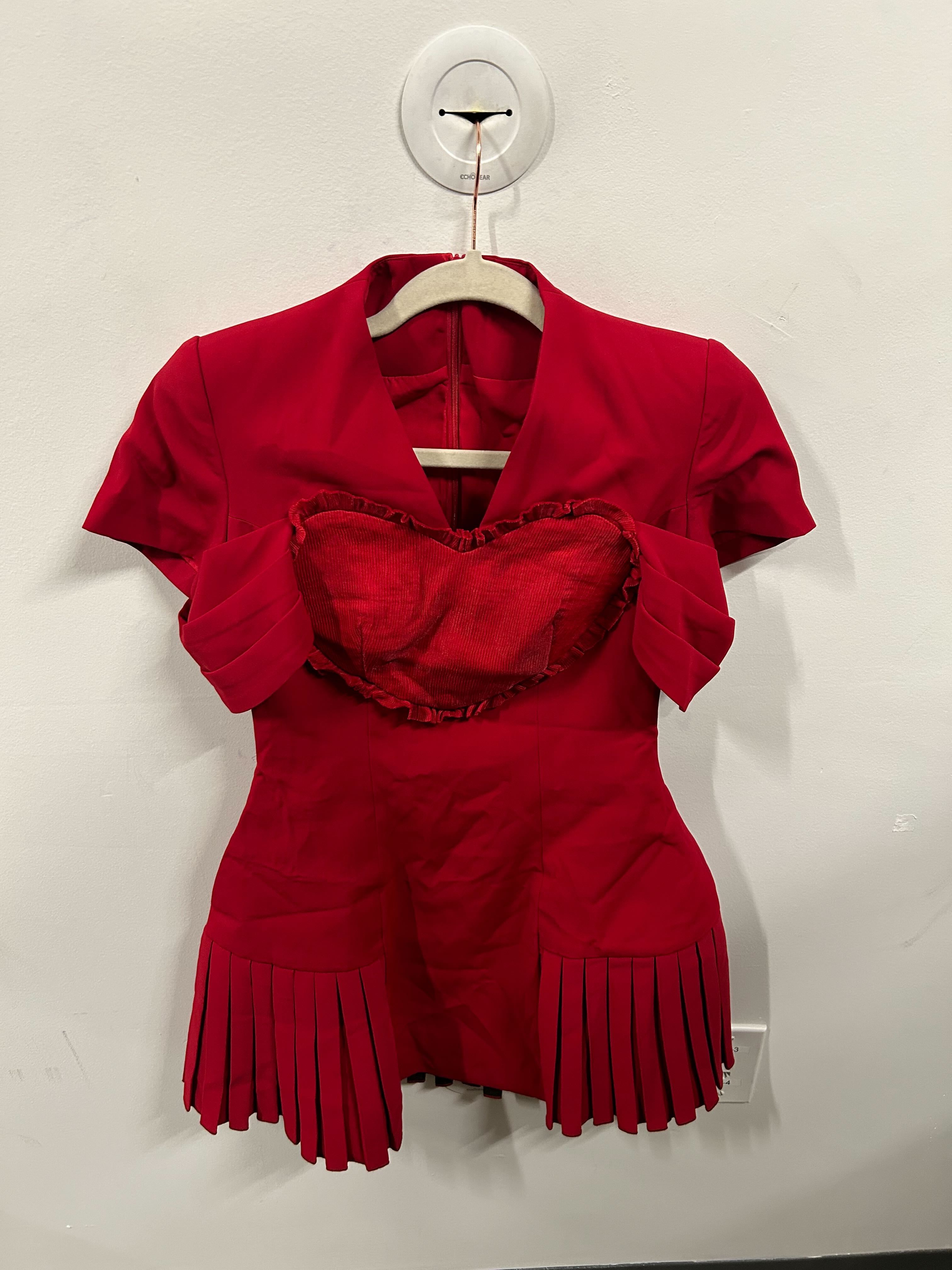 The Valentine Sculptural Red Mini Dress