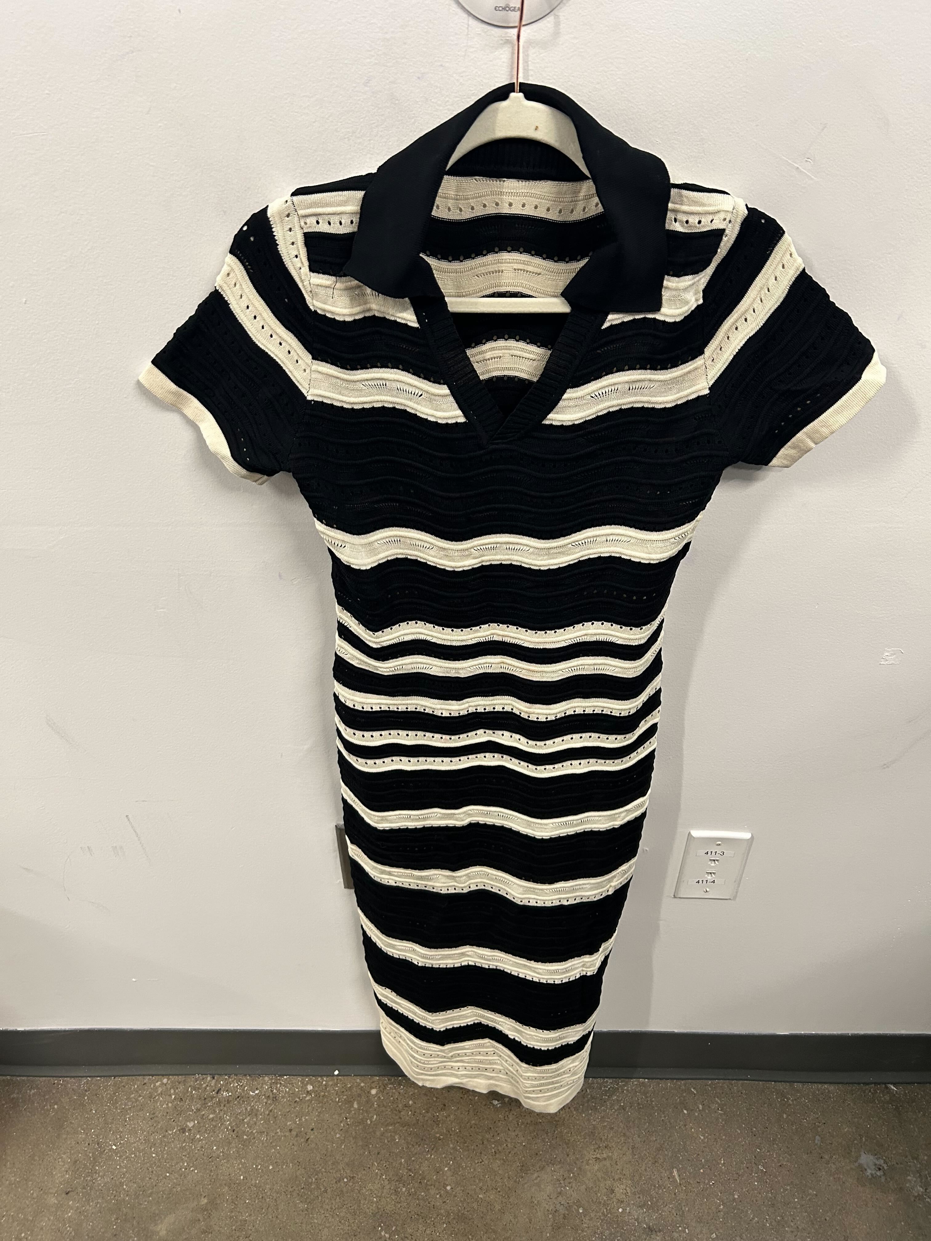 Onda Textured-Knit Striped Dress