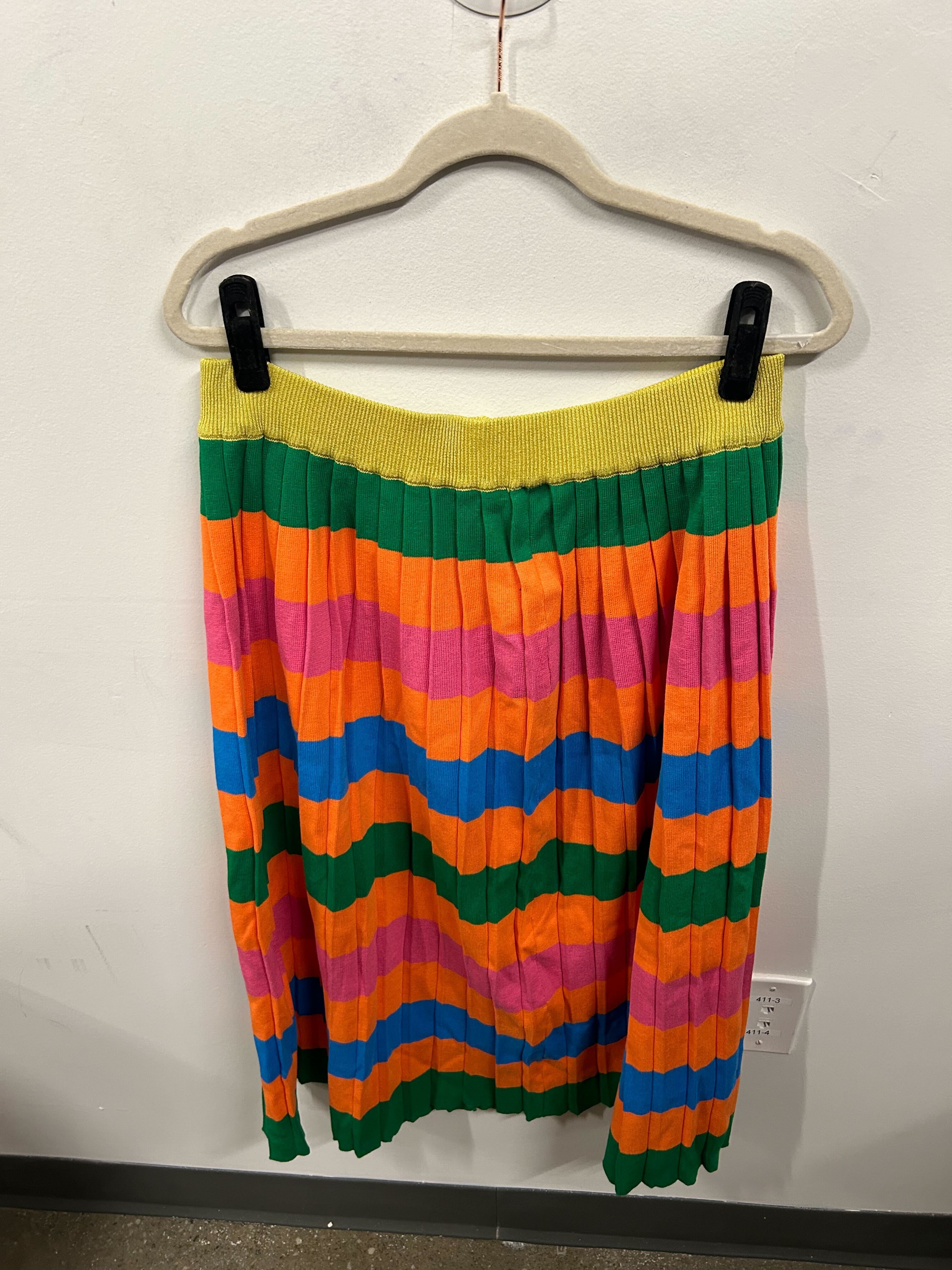 Colorblock Stripe Pleated Skirt