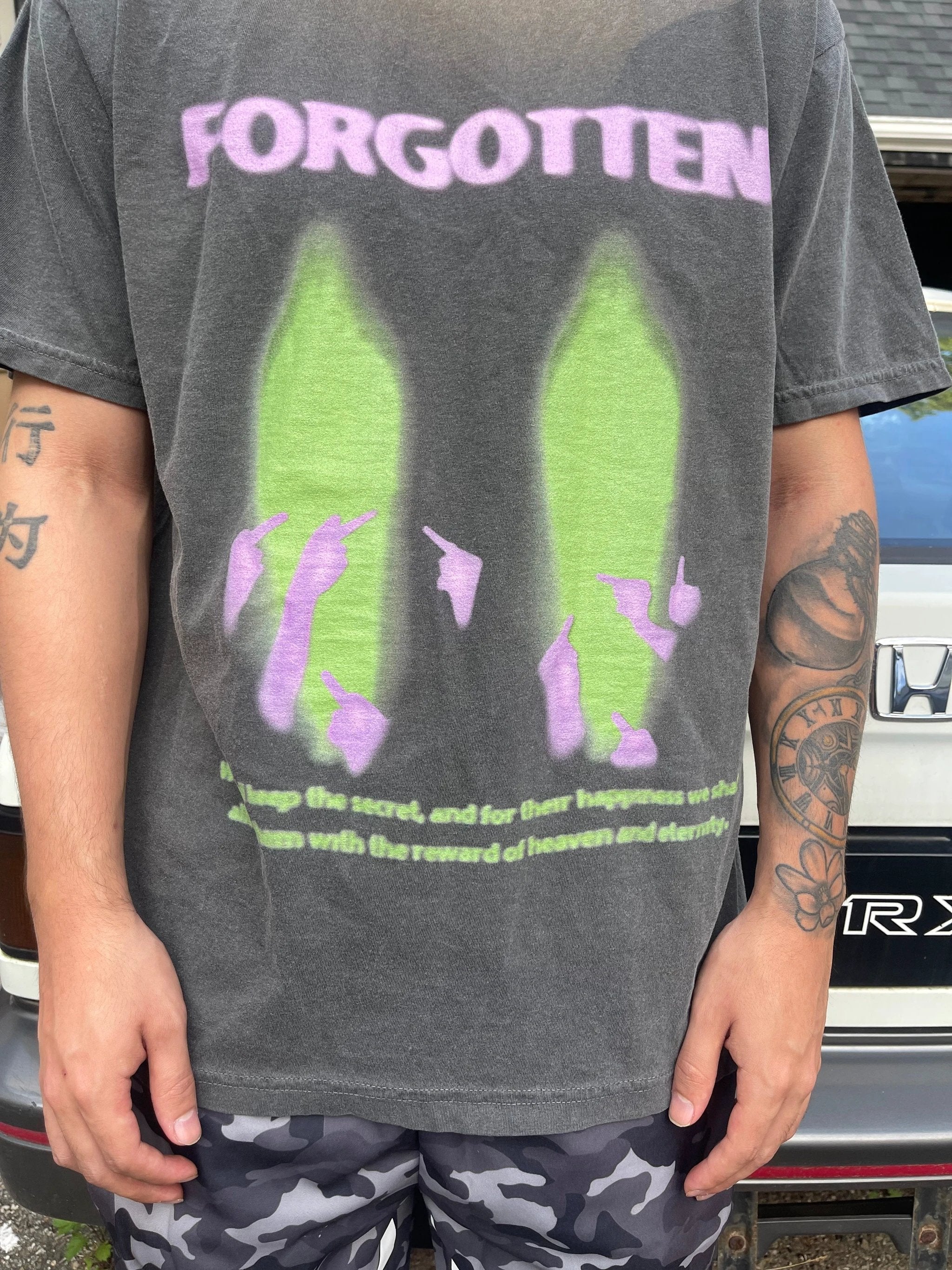 Paranormal Forgotten Garment Dyed Streetwear Tee Cotton Short Sleeve T Shirt