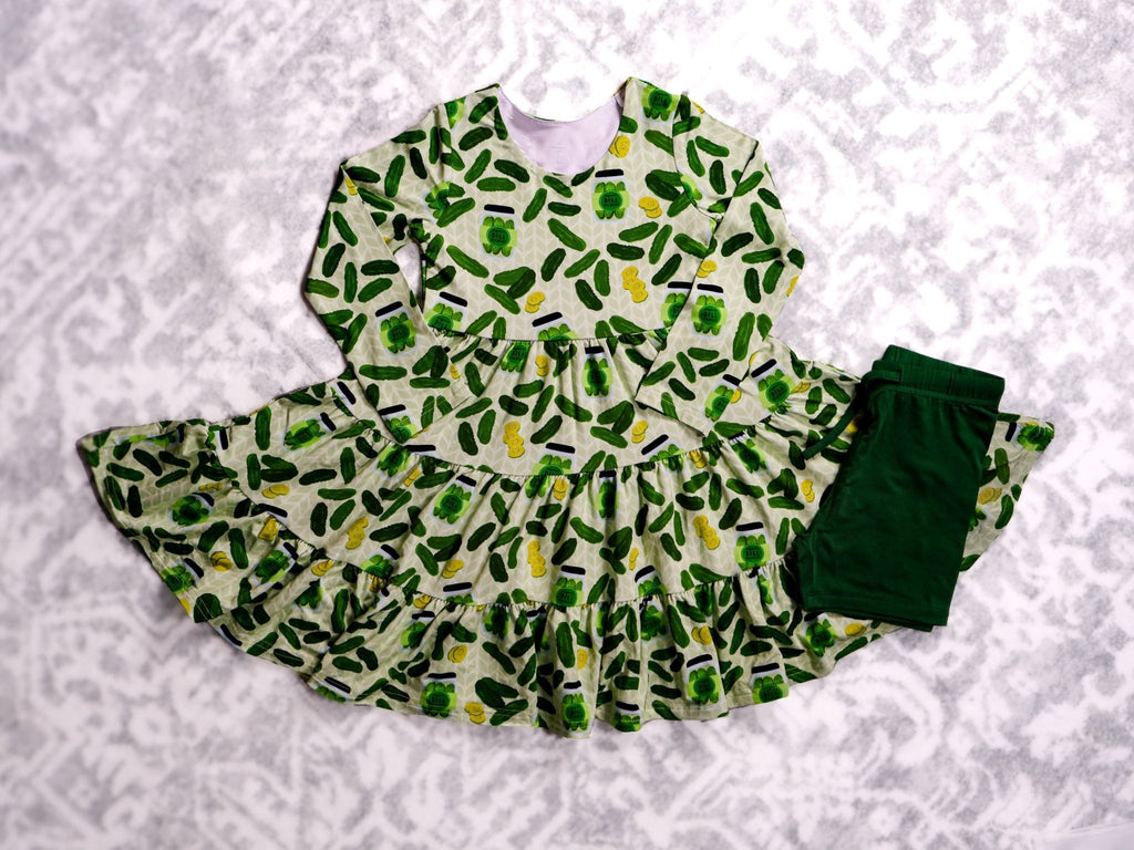 Long Sleeve Twirl Dress & Short Set