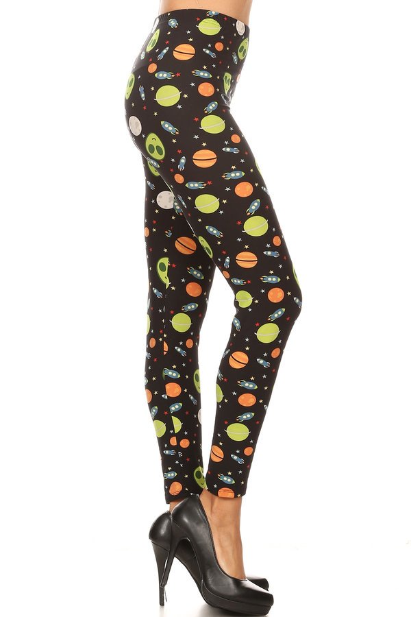 Alien Print Ankle One Size Leggings