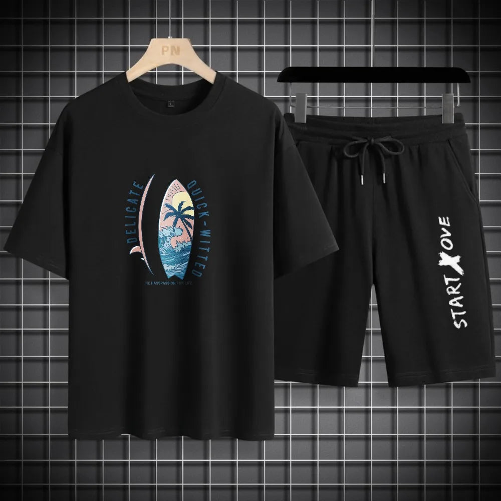 Men's Waffle Summer Casual Tracksuit Set