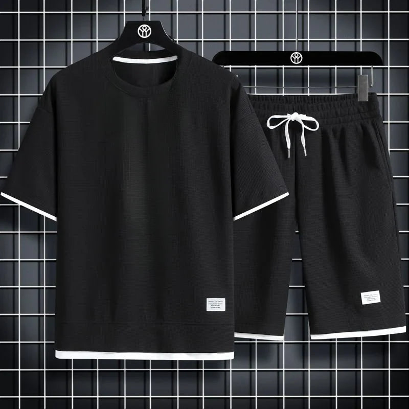 Men's Waffle Summer Casual Tracksuit Set