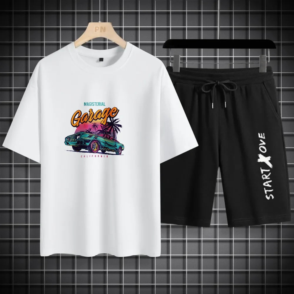 Men's Waffle Summer Casual Tracksuit Set