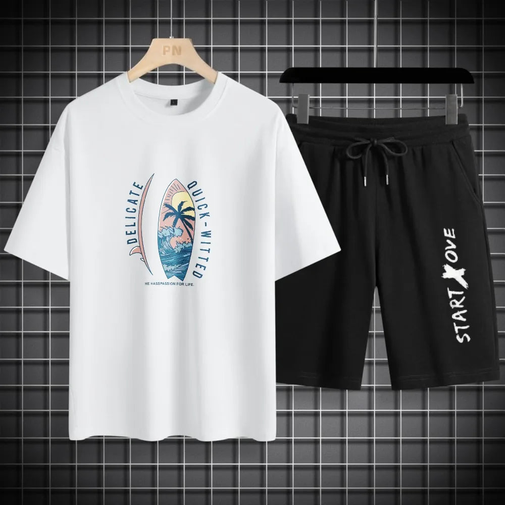 Men's Waffle Summer Casual Tracksuit Set