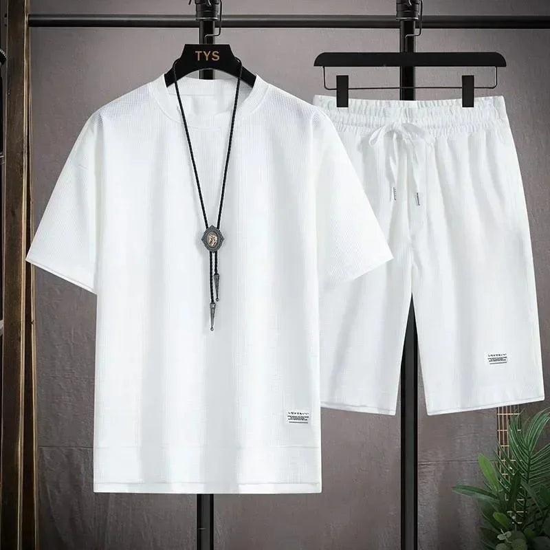 Men's Waffle Summer Casual Tracksuit Set
