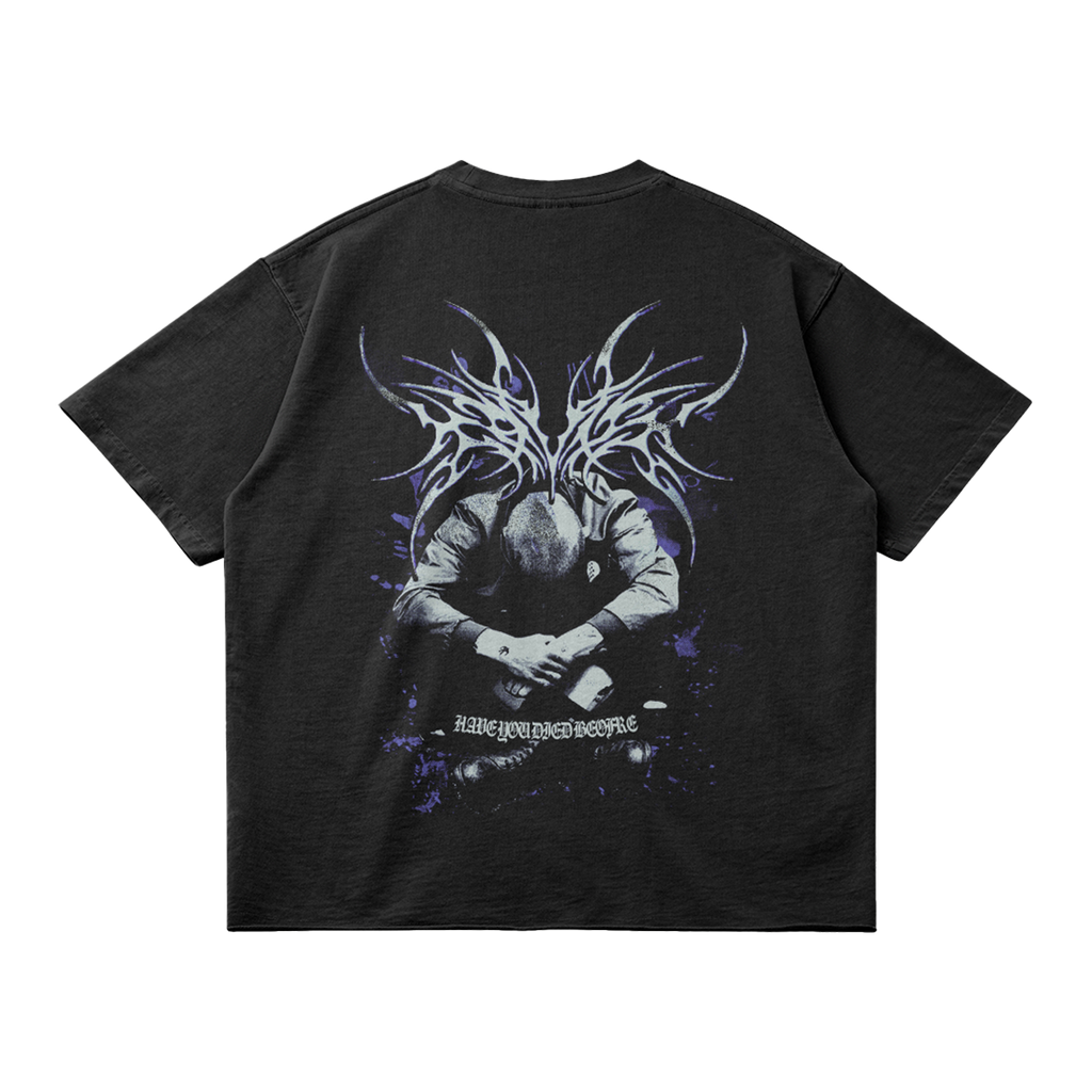 Kryptic Myst Garment Dyed Streetwear Tee 260GSM Cotton Faded Raw Hem True To Size