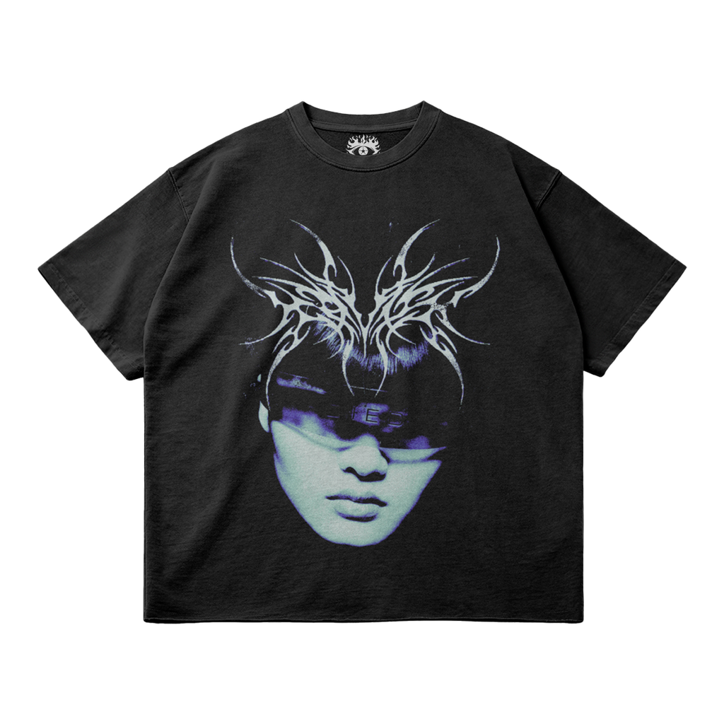 Kryptic Myst Garment Dyed Streetwear Tee 260GSM Cotton Faded Raw Hem True To Size