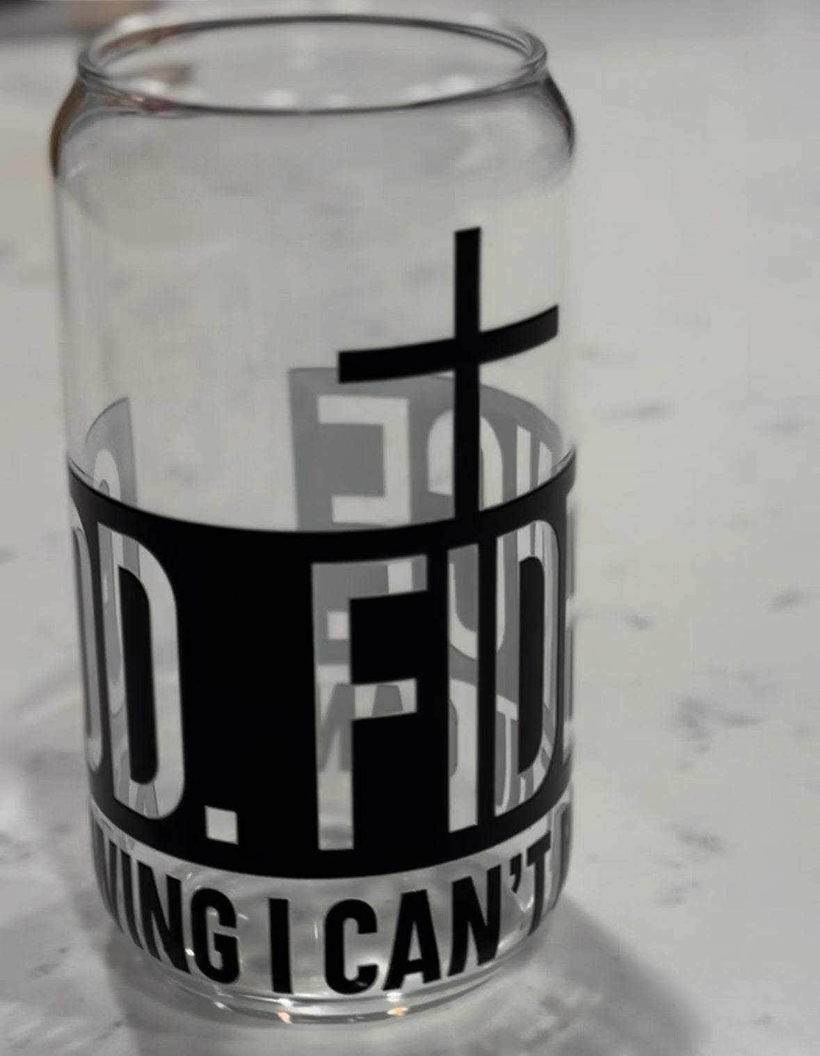 Glass Soda Can Cup with Glass Straw