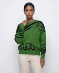 Lush Green Animal Clash Sweater
