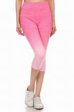 Dip Dye Ombre Athletic Capri Leggings w/High Waist Band