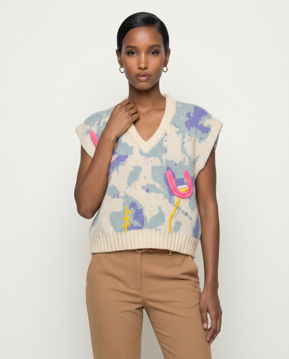 Abstract Garden Knit Vest